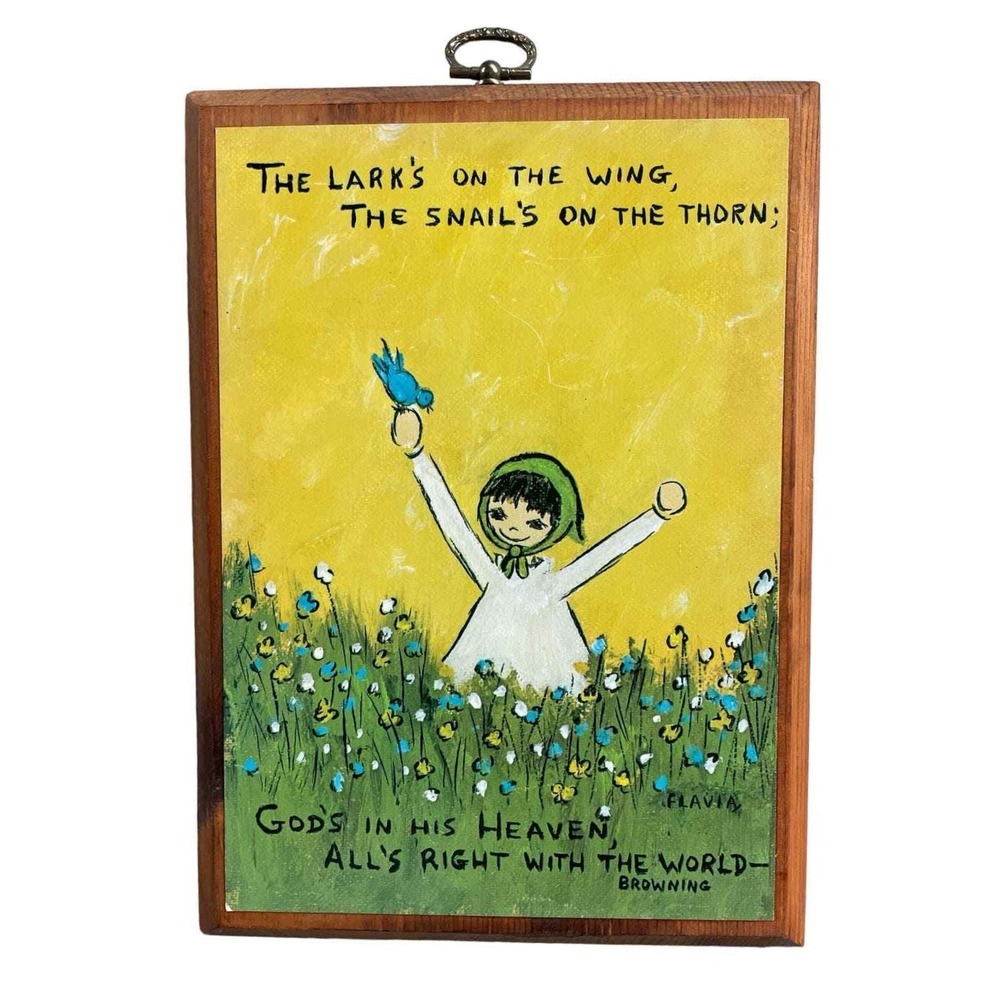 Vintage Mid-Century 1969 Flavia Buzza Cardozo Wood Art "Lark on the Wing"